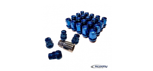 Titan Wheel Nut Set Including Lockers in Blue for Subaru Impreza WRX and STI