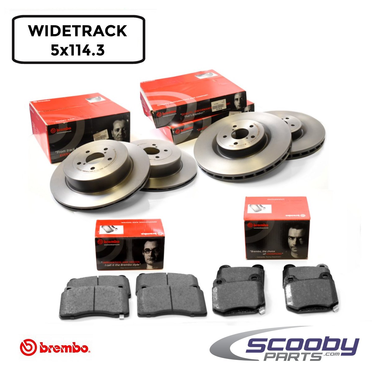 Brembo Front & Rear Brake Discs & Pads Pack Subaru Impreza STI 2005-2007 Widetrack 5x114.3_1