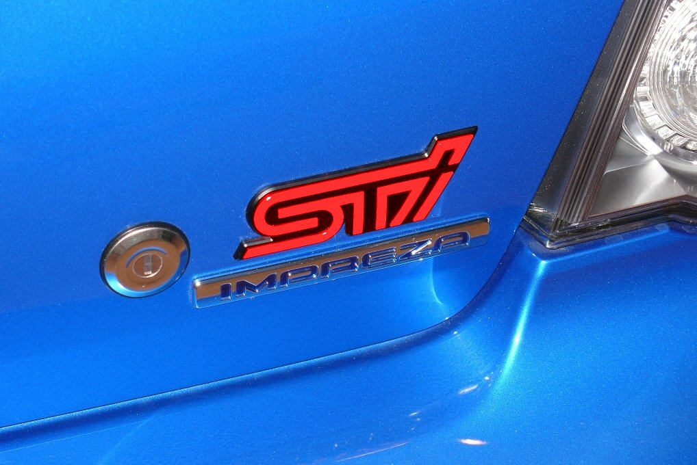 Genuine Subaru Impreza Hawkeye STI 06-07 Rear Cherry Red & Black Badge_1