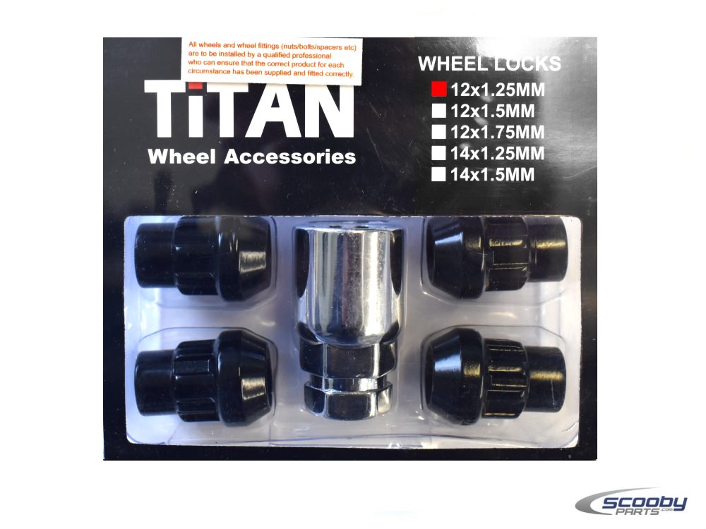 Titan Subaru Impreza Locking Wheel Nuts Black Set of 4_1