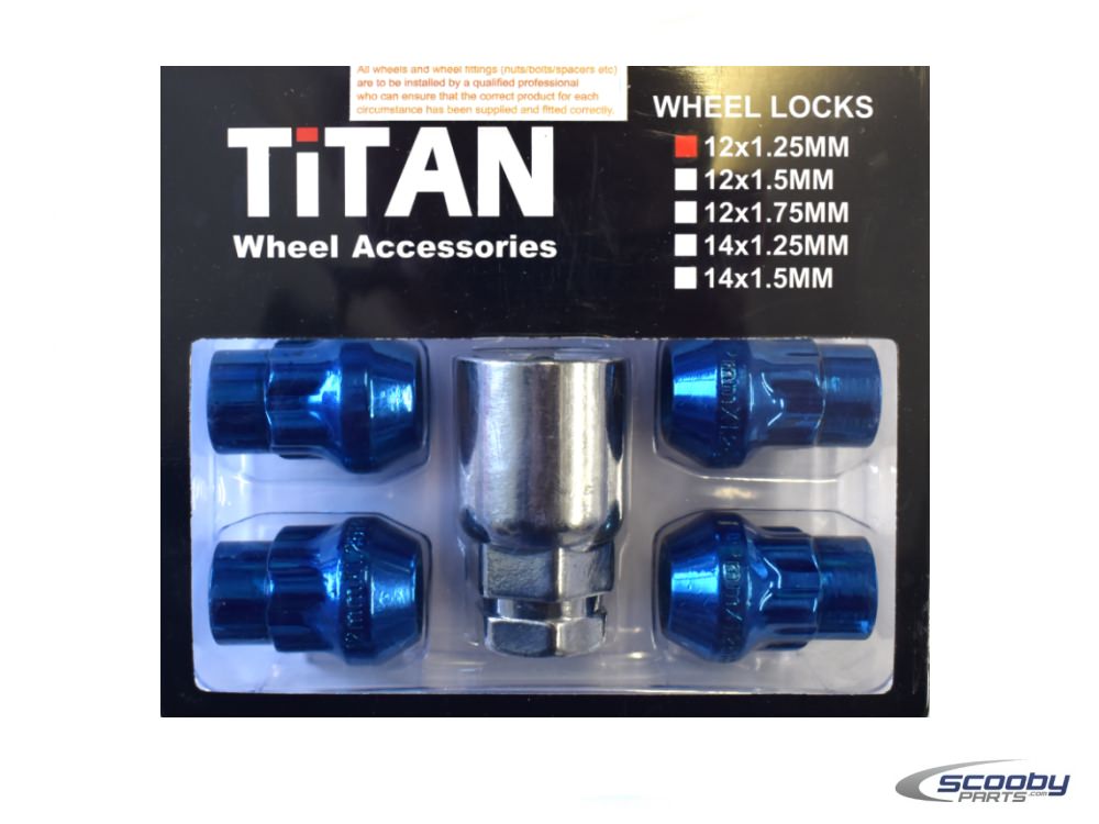 Titan Subaru Impreza Locking Wheel Nuts Blue Set of 4_1